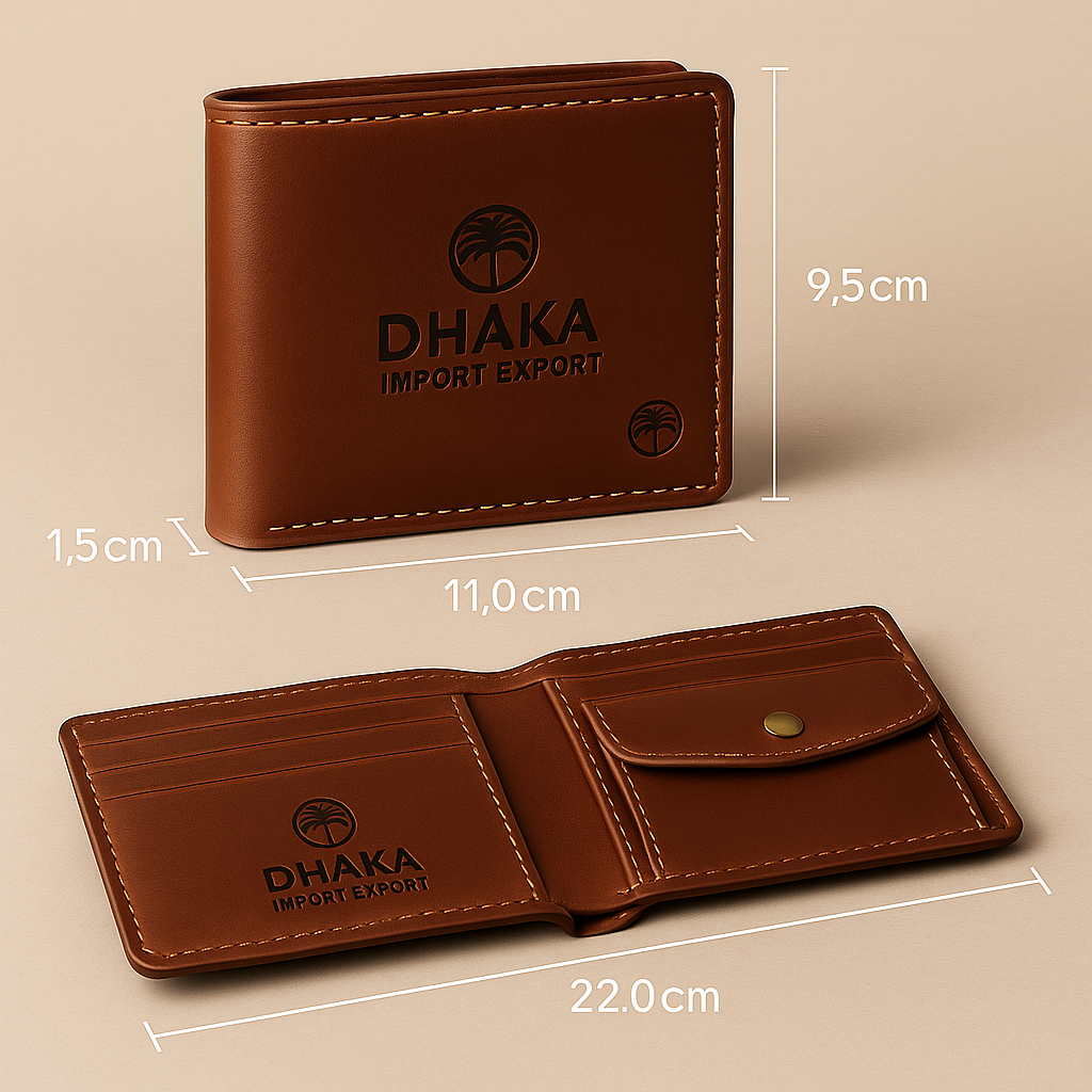 Men’s Bi-Fold Leather Wallet (Coin Pocket) — Made in Bangladesh