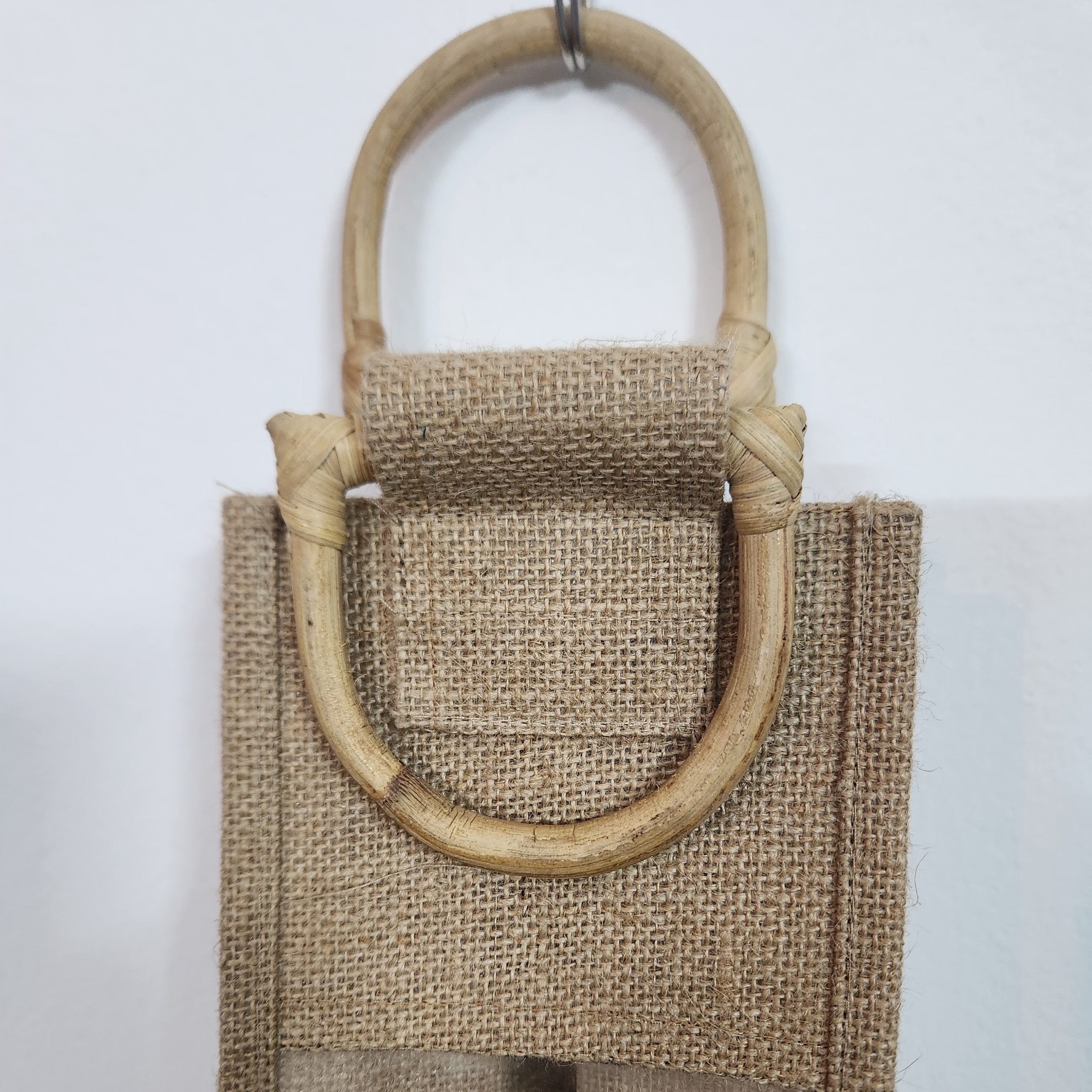 Artisan Jute Bottle Bag with Bamboo Handle