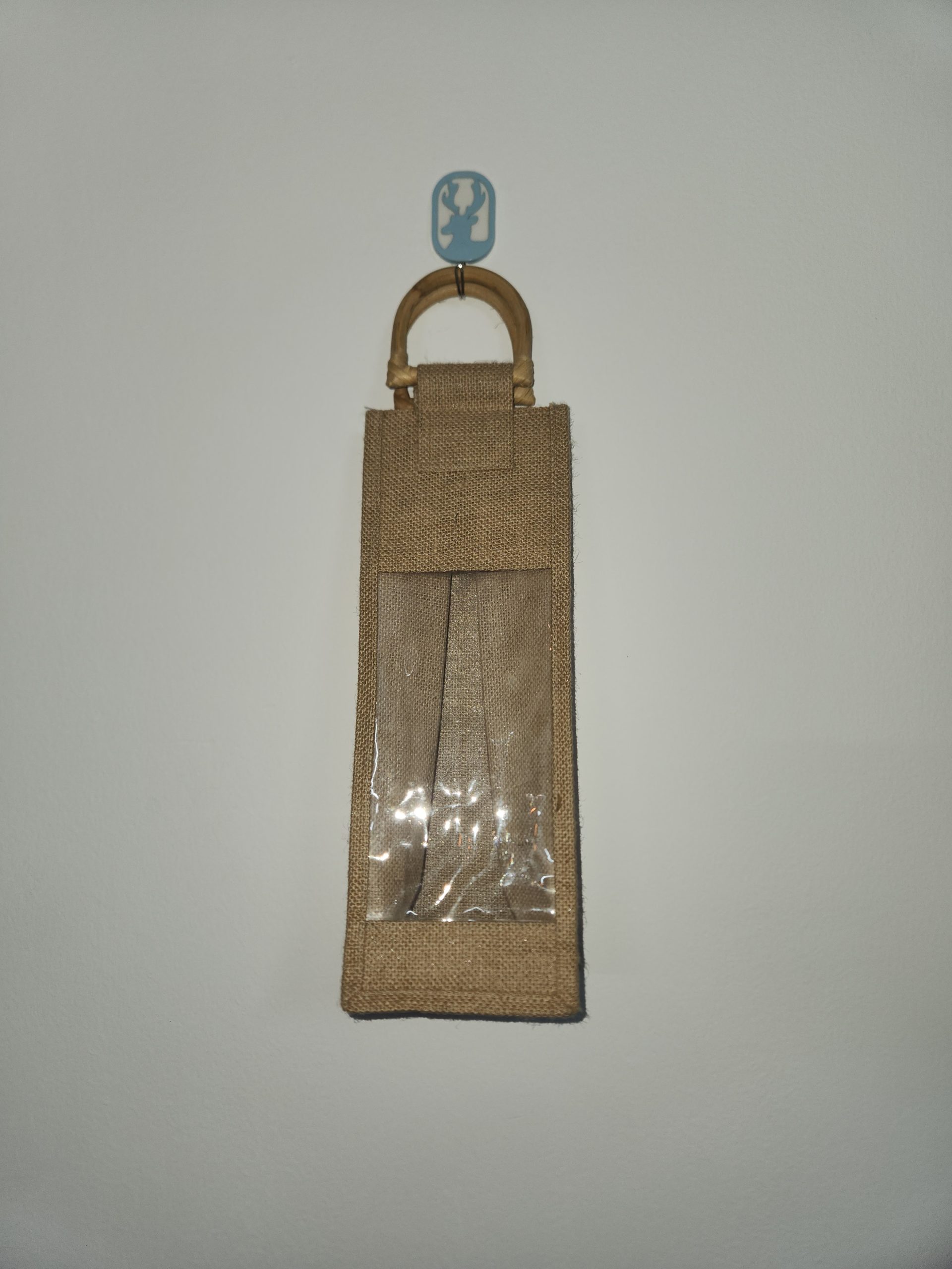 Artisan Jute Bottle Bag with Bamboo Handle